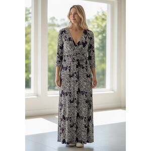 Lilly Pulitzer Navy and White Maxi Dress. Size Large.